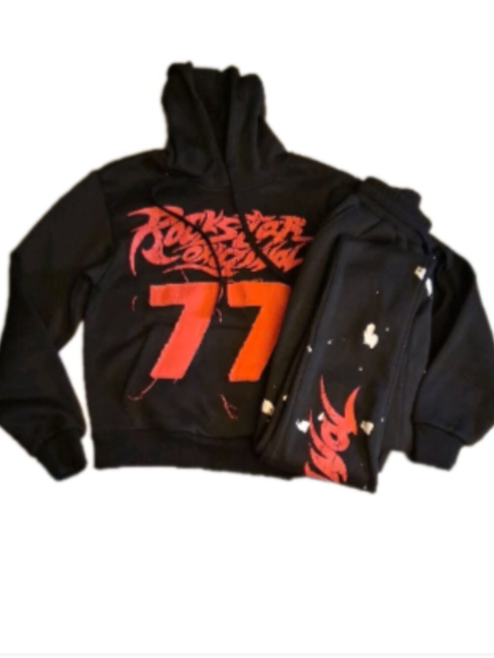 Rockstar Original Women's S Black Hoodie Pants Retro Y2K Screen Print Sweat Suit